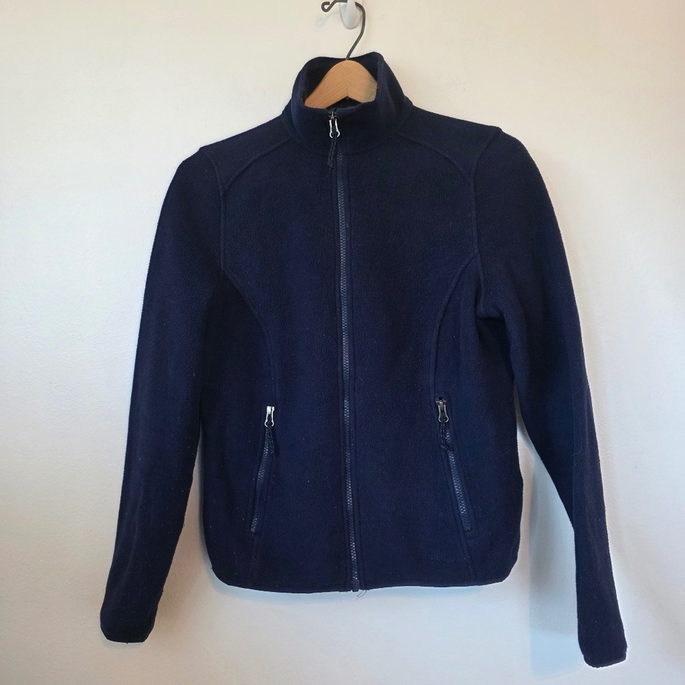 LL Bean Women's Full Zip Navy Blue Fleece Jacket - XS